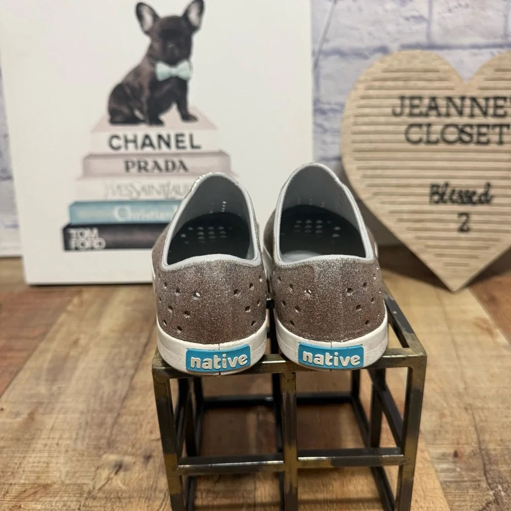 Native Jefferson Metal Bling Glitter Waterproof Slip On Sneakers C 13